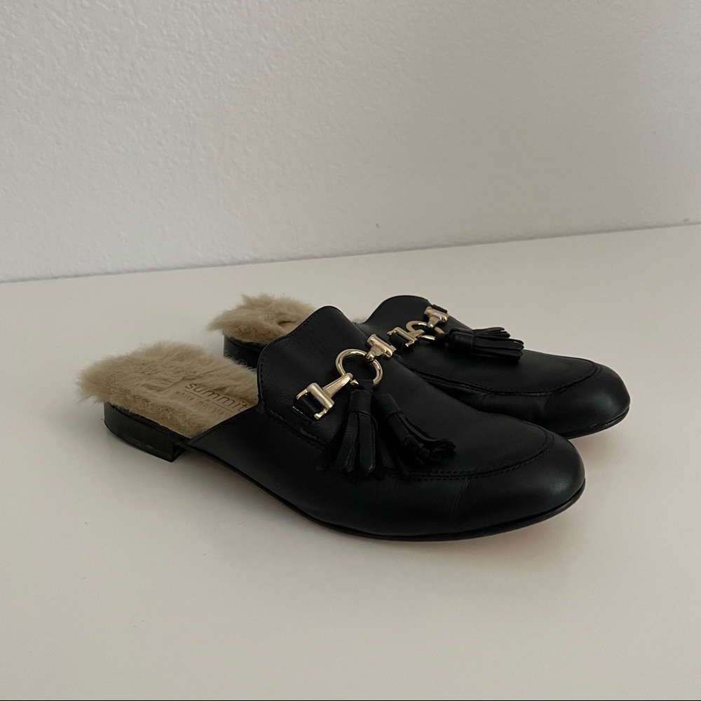 Summit White Mountain Abelle Black Faux Fur Leather Mules Women’s Size 6 - Picture 10 of 10